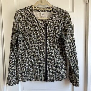 CAbi Women's Cliffside Moto Jacket in Black,Yellow,Pink,Cream patten Sz Small